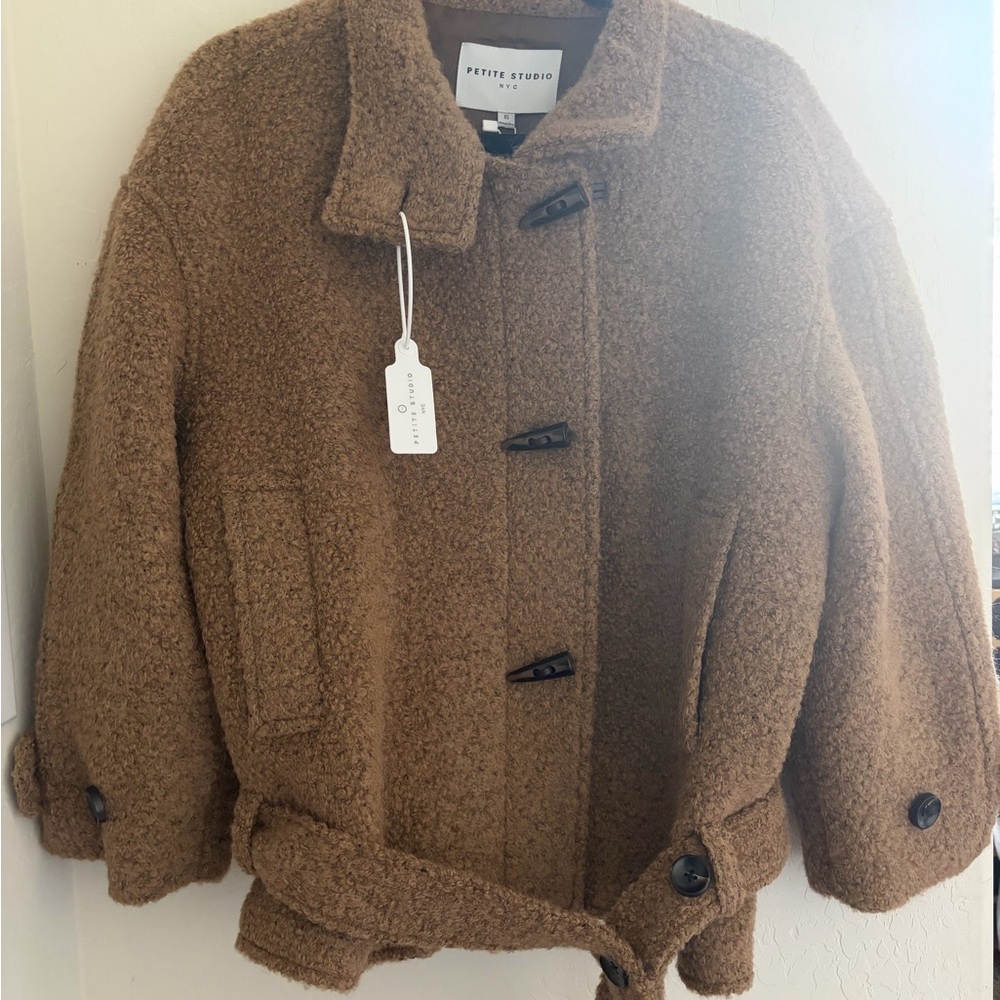 Petite Studio Tan Textured Coat - Picture 2 of 6